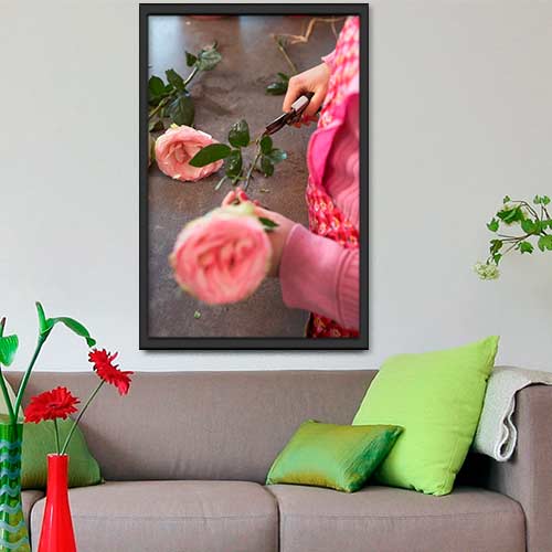 Quadro Decorativo - Jardim rosa podada